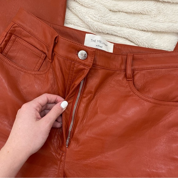 Wilfred Melina orange vegan leather straight leg pants - Picture 6 of 8